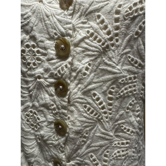 Free People Daniella Cotton Eyelet Mini Dress Puff Sleeve Button Front 8 - Picture 5 of 11